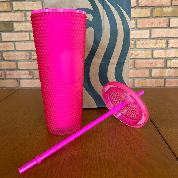 NWT Starbucks Fall 2021 Neon Pink 24oz Studded Cup - Picture 7 of 10